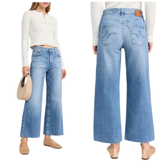 AG Saige Wide Leg Mid Rise Crop Jeans Size 29 In 18 Years Olso Wash - Picture 1 of 15